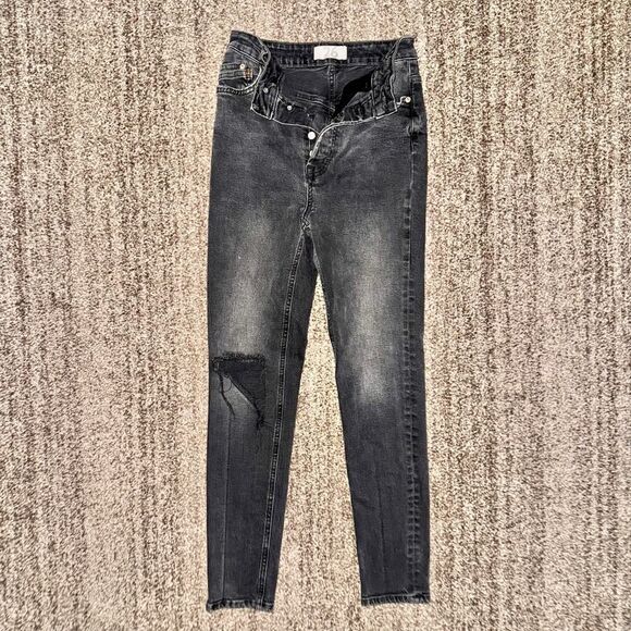 We The Free Free People Black Washed Denim Jeans Size 26 - Picture 3 of 9